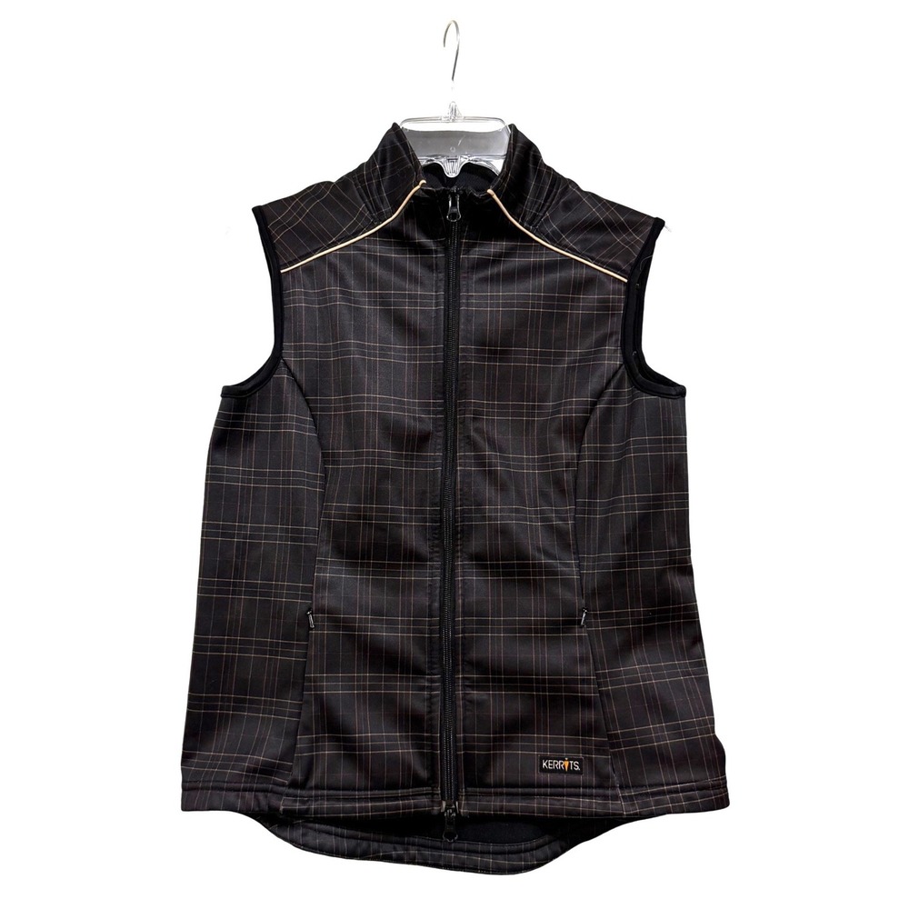 Kerrits Womens Black Plaid Softshell Fleece Lined Equestrian Riding Vest Size M